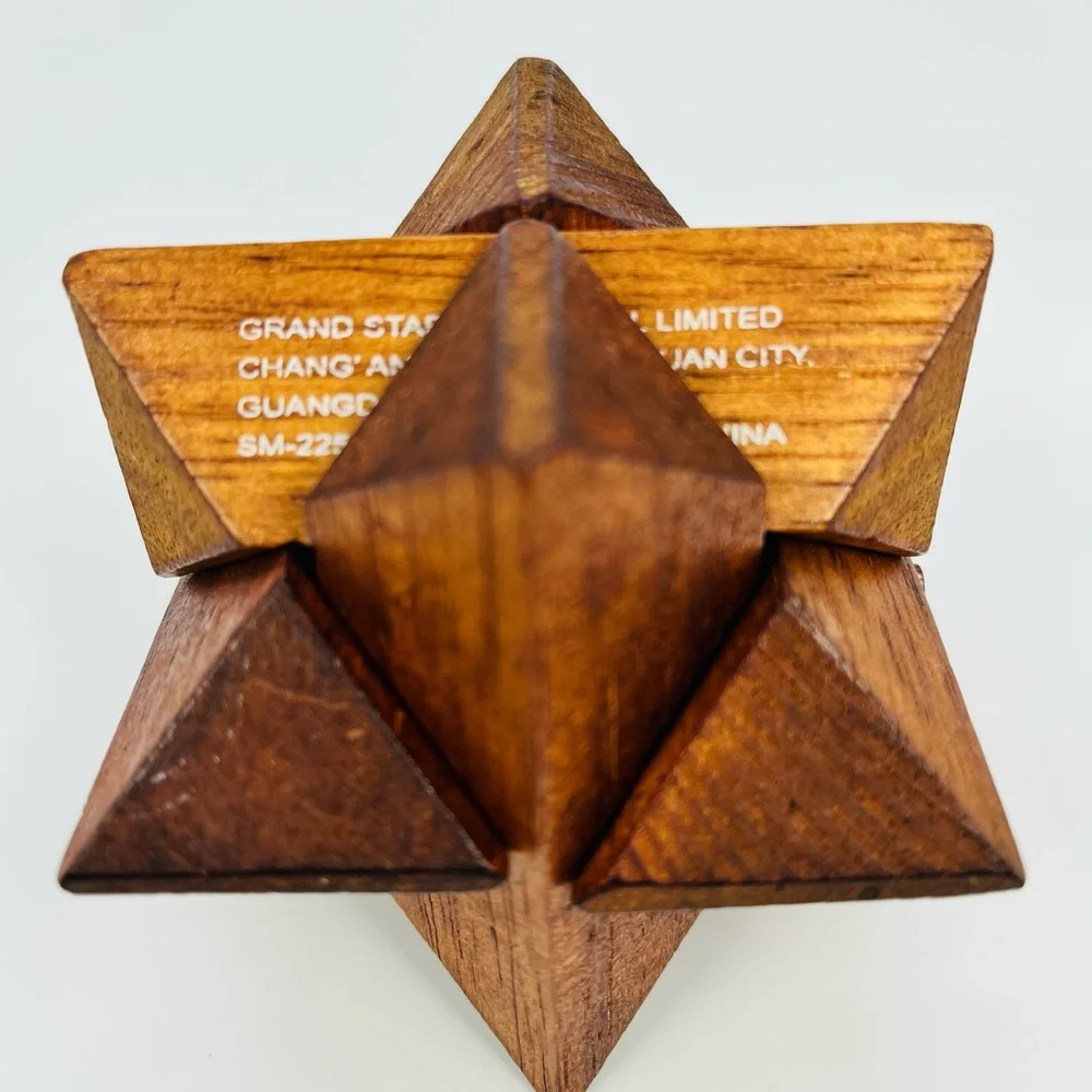 Star Puzzle Wood Cube Brain Tease 3D Challenge Game